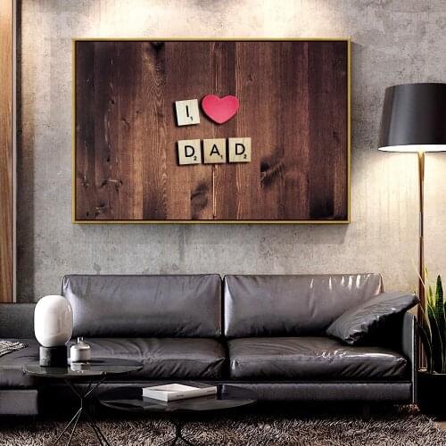 Forbeauty Oil Canvas Painting i-love-dad-love-heart-pink-heart-fathers-day For Home Decoration Wall Art