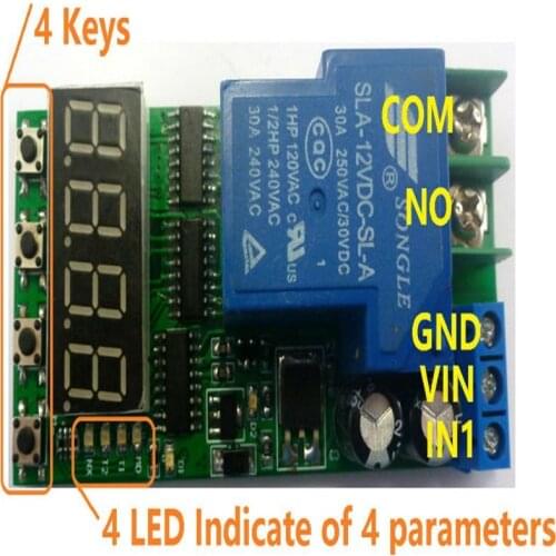 IO23C01_12V DC 12V 30A Multifunction Timer Delay Relay Module High Power On/Off Adjustable for PLC Motor LED Car