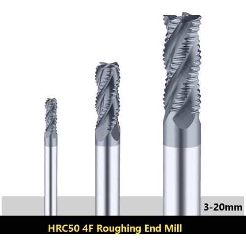 HRC50 Hard alloy Roughing End Mill 4 Flute Solid Carbide Wave Edge Milling Cutter Machine 3-20mm CNC Straight Shank Endmills