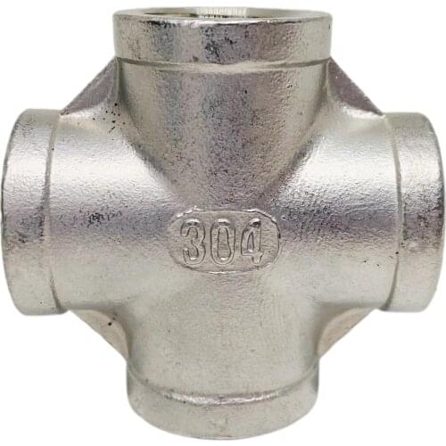 Stainless Steel 304 cross, four-way connection - 1/2" Female BSP, Brewer Hardware, Hombrew Pump fitting