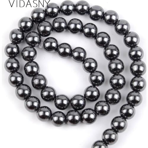 Black Hematite Natural Semi Precious Stone Round Beads For Jewelry Making 4mm-10mm Spacer Beads Diy Bracelet Accessories 15