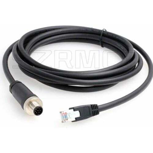 M12 8 Pin A-Code Male to RJ45 Gigabit Ethernet Cat-6 Shielded Cable for Cognex Industrial Camera