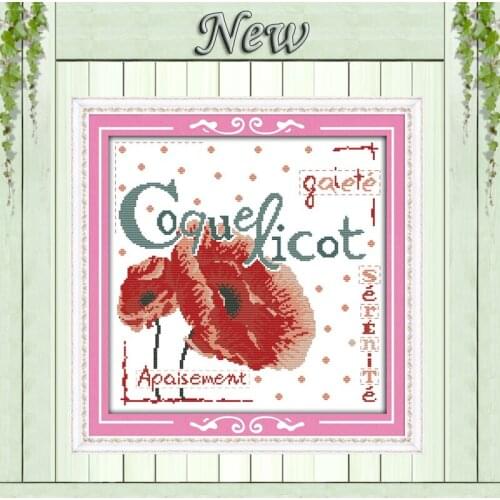 Poppy flowers diy crafts home decor paintings counted print on canvas DMC 14CT 11CT Cross Stitch Needlework kits Embroidery Sets