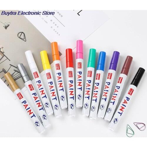 12 Colors Paint Marker Pen Fade-proof Car Tyre Tire Tread CD Metal Permanent Paint Marker Graffti Oily Stationery
