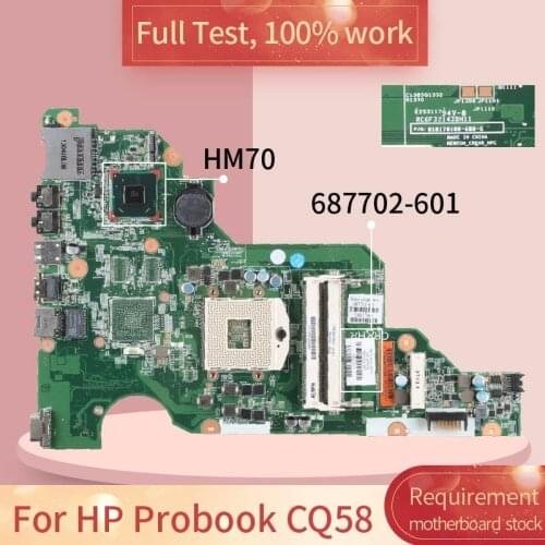 687702-001 For HP Probook CQ58 010170100 687702-601 HM70 SJTNV DDR3 Notebook motherboard Mainboard full test 100% work