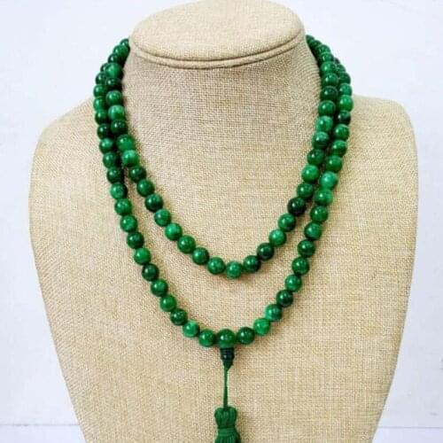 Fashion Natural Han Jade Green 6mm Round Bead Necklace Lucky Amulet Women Party Jewelry