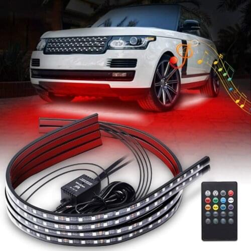 Niscarda Car Underglow Light Flexible Strip LED Underbody Lights Remote Control Neon Light RGB Decorative Atmosphere Lamp
