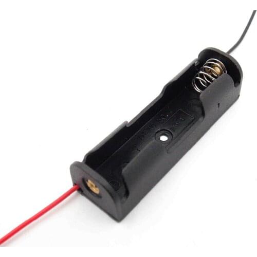 NEW AA Batteries Storage Case Plastic Box Holder with 6'' Cable Lead for 1 x AA Battery Soldering Connecting Black Wholesale