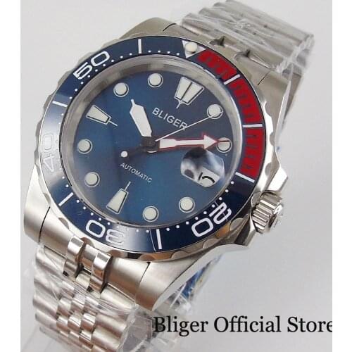 New Arrival Blue Fashional Mechanical Men Watch Sapphire Glass Steel Band MIYOTA Movement