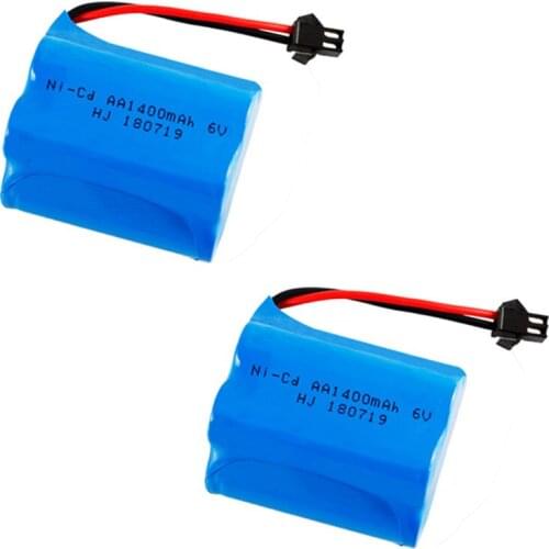 2 Pack 6V 1400mAh Ni-Cd Rechargeable Batteries Ni-Cd 6V 1400mAh RC Toy Car SM 2Pin Plug Battery