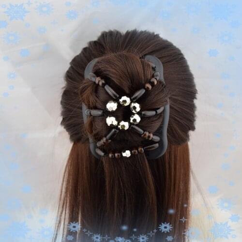 Shining flower beads comb with 20 pcs / lot Magic Strecthy Hair Combs Double Clips Tuck Combs Hair Hairpins