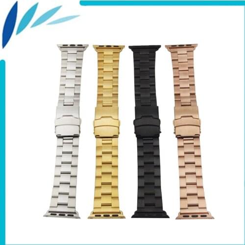 Stainless Steel Watchband for iWatch Apple Watch / Sport / Edittion 38mm 42mm Strap Band Loop Wrist Belt Bracelet Black Silver
