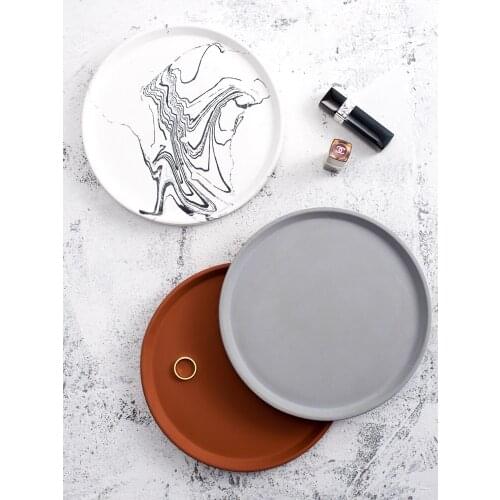 Nordic Industrial Bathroom Organizer Cement Jewelry Display Plate Concrete Makeup Storage Tray Desk Organizer For Entrance Door