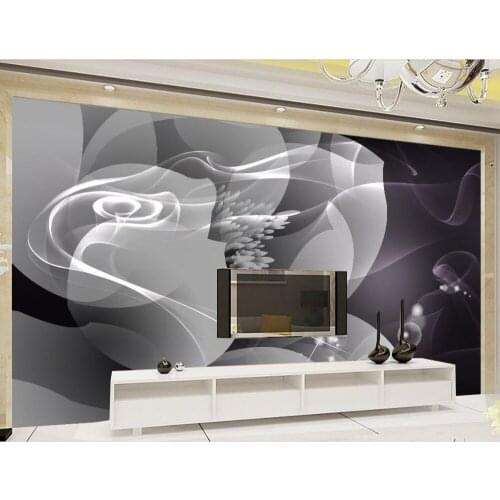 Modern abstract background black and white smoke flower background wall decoration painting mural 3d wallpaper
