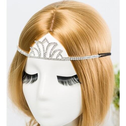 Bridal Wedding Tiara Crown Silver Plated and Gold Color Crystal Rhinestone Tiara Headband Elastic Headpiece for Women