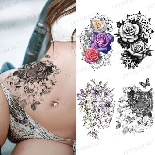 Arm Tattoo Sleeves Tiger Crown King Rose Flower Totem Waterproof Temporary Tattoo Sticker Wild Wolf Lion Men Skull Tattoo