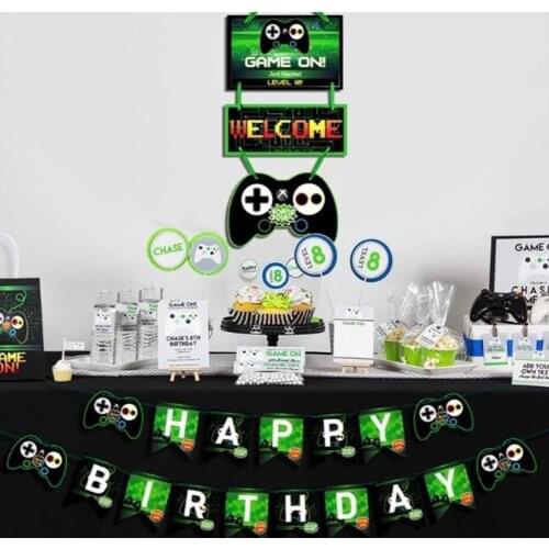 Game Theme Birthday Letter Banner Door Card Tag Video Game Party Supplies For Birthday Party Banner Game Door Decoration