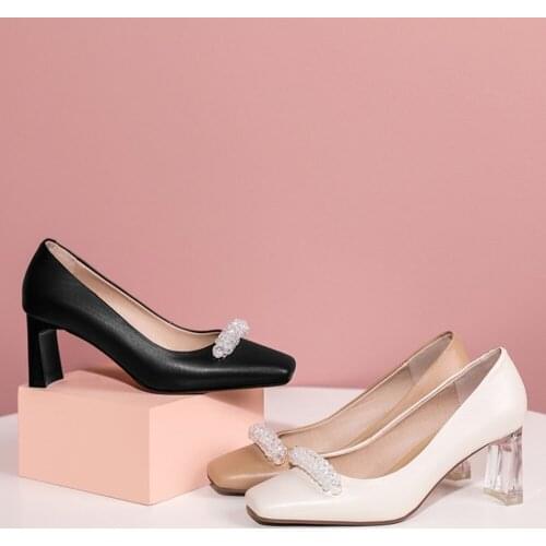 Womens Pointy Toe Pearls Bling Strange High Crystal Heel Shoes Wedding Party Pumps 3Colors Plus Size 34-43 New 2021