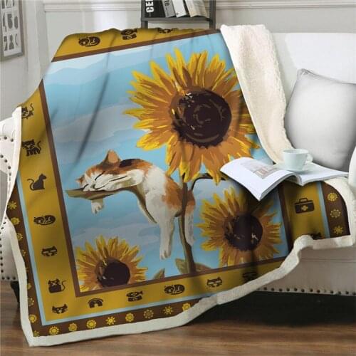 Thicken Blankets sunflower print Bedspread Plush on Bed Sofa Soft Sherpa Fleece Blankets home bedding quilt cover throw blanket