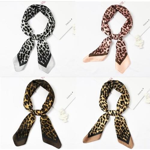 Yishine 20pc Mix Colors Multifunction Sexy leopard Printed Womens Satin Small Square Wraps Scarves Shaw Polyester Silk Scarf