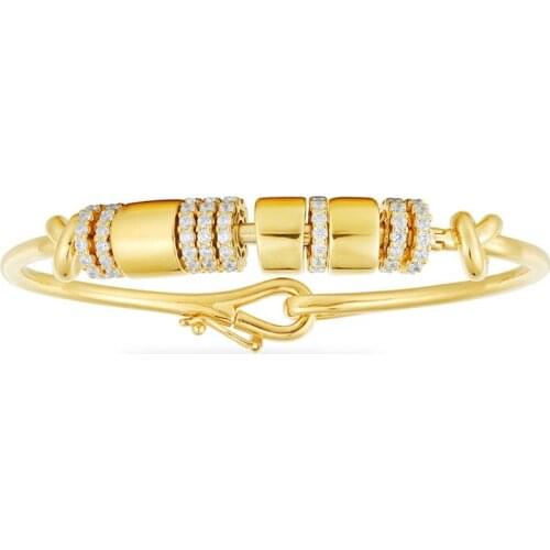 SOELLE New Real 925 Sterling Silver Jewelry Yellow Gold Color Bangle with Sliding Multi Circles Rings for Women Fashion Bracelet