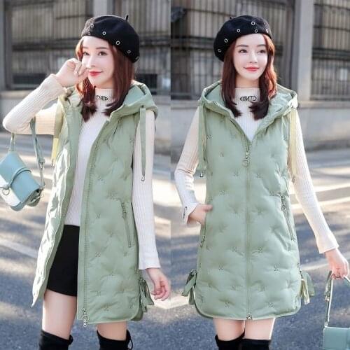 Womens Warm Sleeveless Coat Hooded Student Slim Waistcoat 2021 New Autumn Winter Cotton Vest Jacket Plus Size Female Outwear
