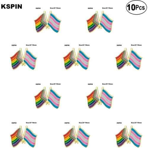 Progress Pride & Transgender pride Flag Lapel Pin Flag badge Brooch Pins Badges 10Pcs a Lot