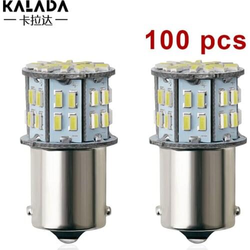 100 pcs / lot 3014 50 smd led S25 1156 Ba15s P21W 1157 Bay15d P21/5w Car LED Lamp Turn Signal Lights 12V 6000K White Brake Bulbs