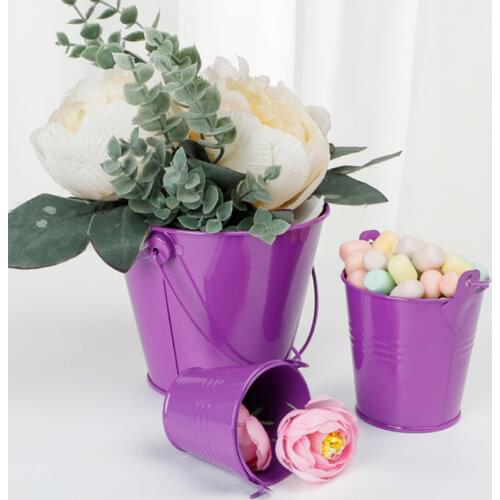 10pcs Mini Tinplate Metal Bucket Icing French Fries Tin Pails Cute Chocolate Candy Basket Party Kitchen Home Decoration Supplies