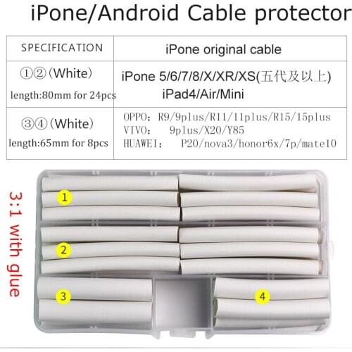 32 pcs iPhone Cable protector usb tubing wire organizer winder Heat Shrink Tube Sleeve for iPad iPhone 5 6 7 8 X XR XS Cable