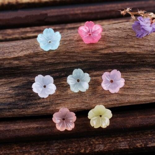 50PCS Five-petaled Flowers Flatback Planar Resin Color DIY Craft Supplies Phone Shell Decor Material Kids Hair Accessories Arts