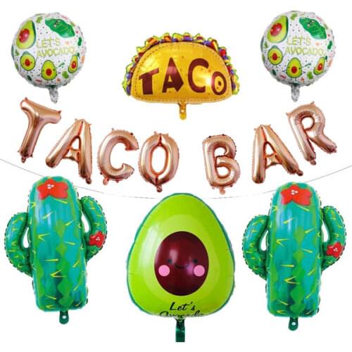 Taco BAR Balloons Banner, Avocado Balloon Cactus Balloon Taco Bar Decorations Sign for Fiesta Mexican Party Birthday Baby Shower