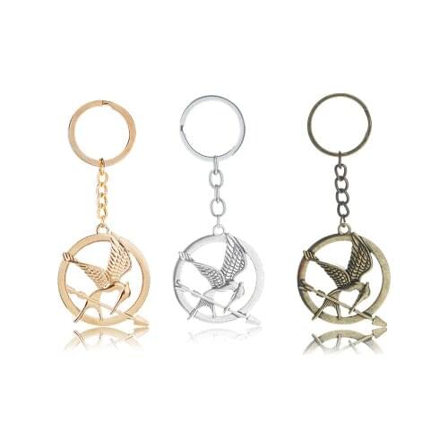 The Hunger Games Keychain Popular Vintage Style Birds Charm Golden Snitch Pendent Key Chain Keyrings Metal Keychains Car Holder