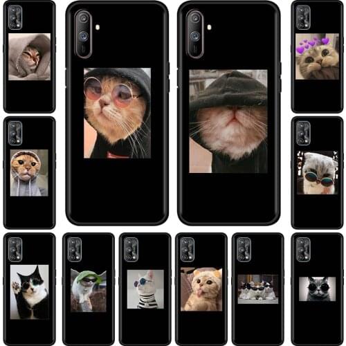 Trendy Cute Cat Soft Silicone Cover For Realme 6 7 Pro C21 C3 XT 5 X50 8 7i GT Neo C11 C15 C20 C25 Shockproof Phone Case Shell