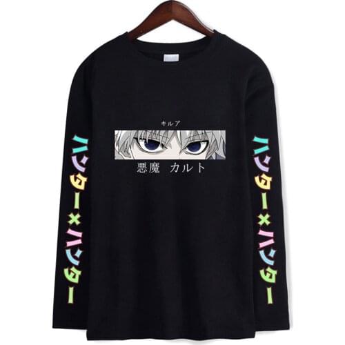 Hunter X Hunter T Shirt Harajuku Anime Tops Tee Killua Zoldyck Devil Eye Kurapika Top Long Sleeve Casual Men Tshirt Clothes Male