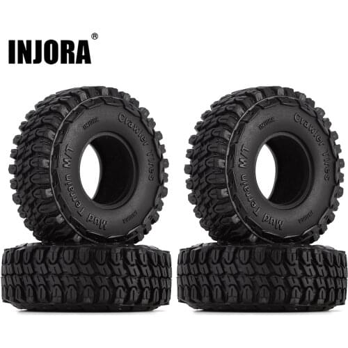 INJORA 1.0" Soft Rubber Mud Terrain Wheel Tires for 1/18 1/24 RC Crawler Car Axial SCX24 Micro Car Upgrade Part