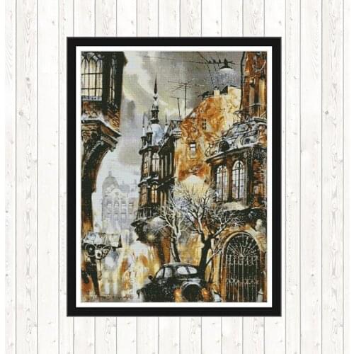 City Corner Wall Home Decor Cross Stitch Kits DIY Embroidery Needlework Sets Needlepoint Counted 14ct 11CT Cross Stitch Canvas