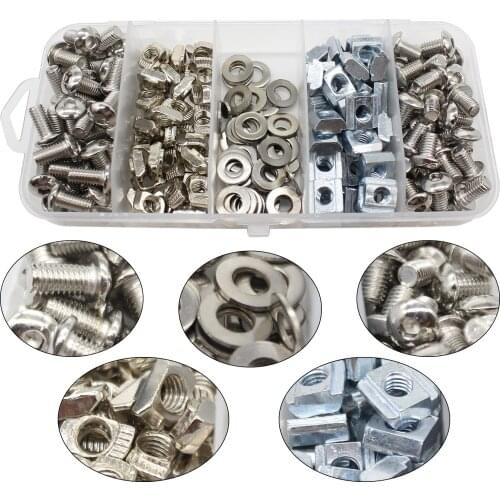 3D Printer DIY Screw Set M5×8mm M5×10mm Hexagon HEX Socket Screw Bolt With 20S Slide Nut T Nut M5 Washer in Plastic Storage Box