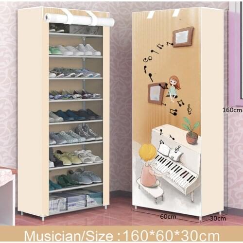 Nonwoven Printing Shoe Cabinet Dustproof Shoes Storage Closet Furniture Space-saving Organizer Holder Easy Assembled Shoe Rack