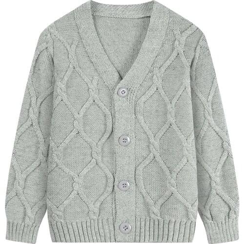 New 2021 Childrens Sweaters Cotton Knit Boys Sweaters Solid Color Single Breasted Long Sleeved Kids Outerwear Clothing