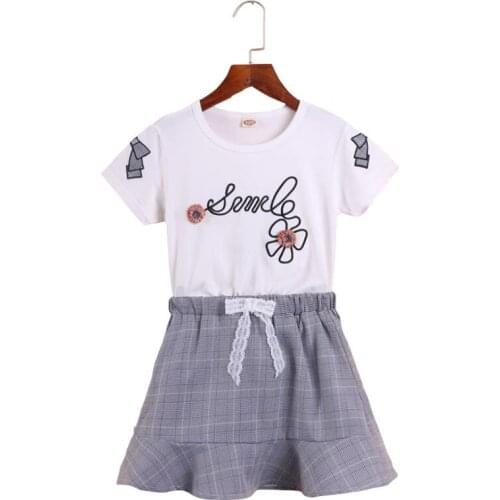 2021 New Summer Cute Girl Clothes Set Printed 2-Piece Set Childrens Short Sleeve and Half-length Skirt Girl Costume 3-12y