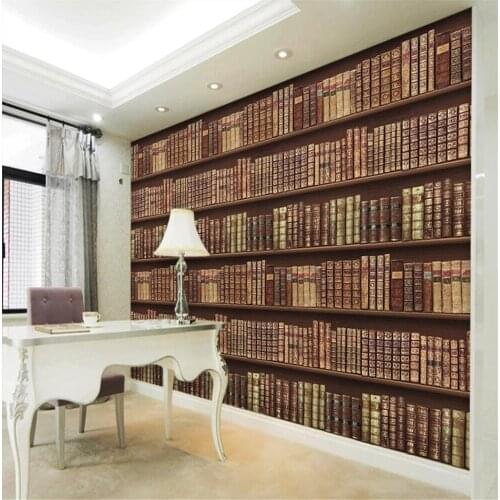 Wallpaper for walls 3 d for living room Retro european bookself wallpapers background wall