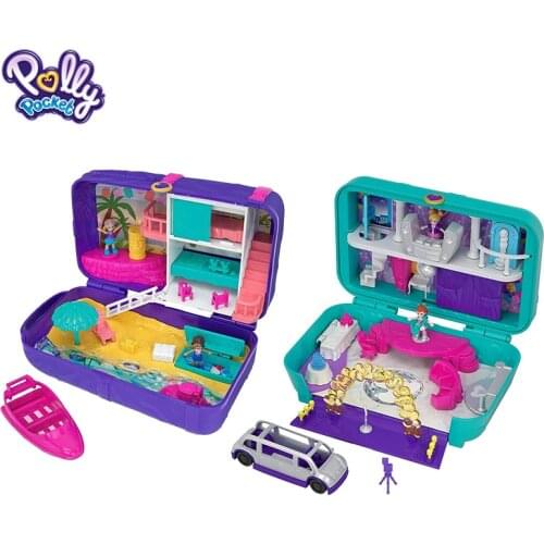 Original Polly Pocket Pocket Hidden Places Beach Vibes Backpack Dance Party Dolls & Accessories Scene Play Girls Toys Gifts