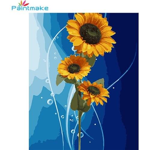 Paintmake flowers DIY Painting By Numbers Drawing Kits sunflower Oil Painting On Canvas For Home decor Art Picture gift