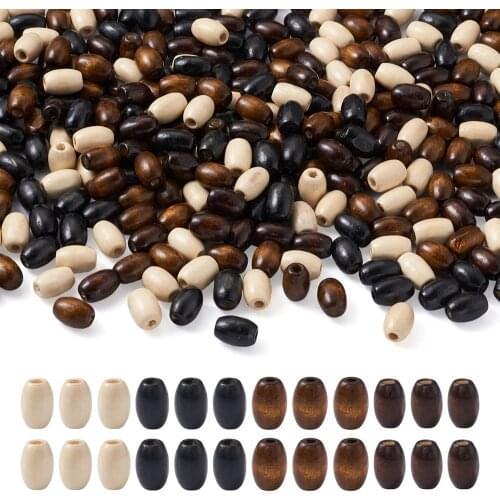 Pandahall 800pcs DIY Natural Wood Beads Dyed Oval/Barrel Shape Wooden Loose Spacer Beads for Jewelry Making Necklace Bracelet