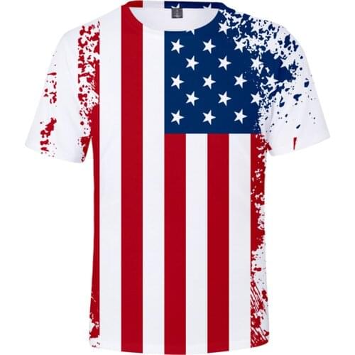 American Independence Day surrounding trend casual 3D short-sleeved T-shirt mens childrens clothing parent-child 2021
