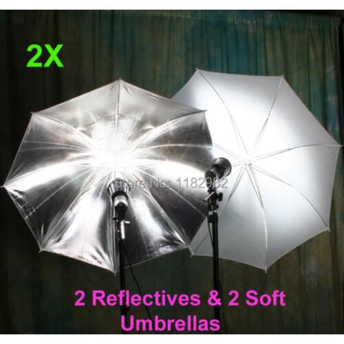 Flash Diffuser Brand New 5 Reflective & 5 Shoot Through Soft 33" Umbrellas White Reflective Umbrella+Black/Silver Reflective