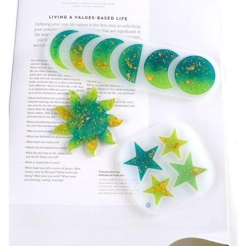 Christmas DIY Star Sun Deco Crystal Resin Mold Handmade Home Christmas Xmas Tree Decoration Ornaments Pendants Epoxy Resin Mold
