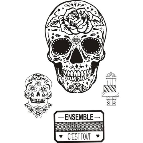 Sugar Skull Clear Stamps Halloween Background Element Stamps Scrapbook DIY Label Paper Craft Card Stamps