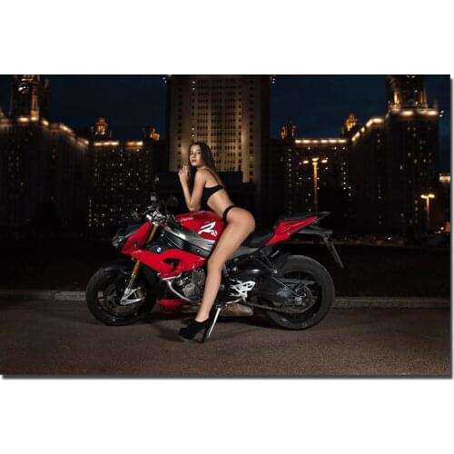 Sexy Model and Sport Motorcycles Wall Art Posters Canvas Prints Paintings For Living Room Decor